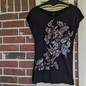 Women's Express Sparkle, Bling, Sequined Design Top (tee or t-shirt) Size S